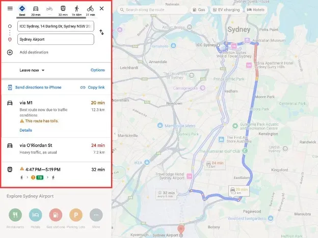 AI helps you find the best route, provides an estimated time of arrival (ETA), and delivers real-time traffic updates