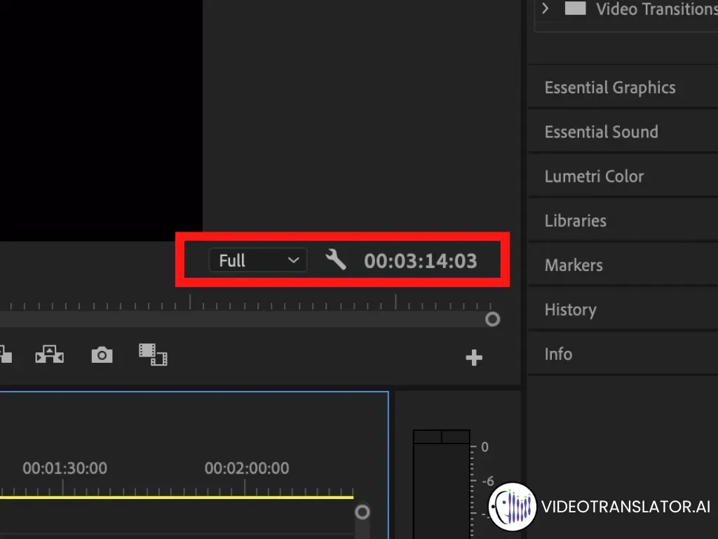 Click on the wrench icon in Adobe Premiere Pro.webp