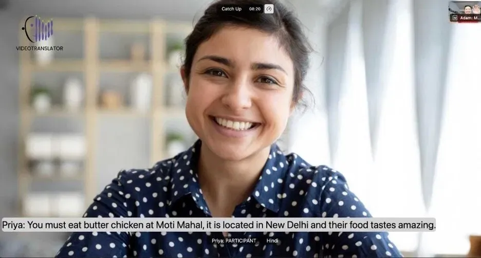 English participant’s screen - VideoTranslatorAI