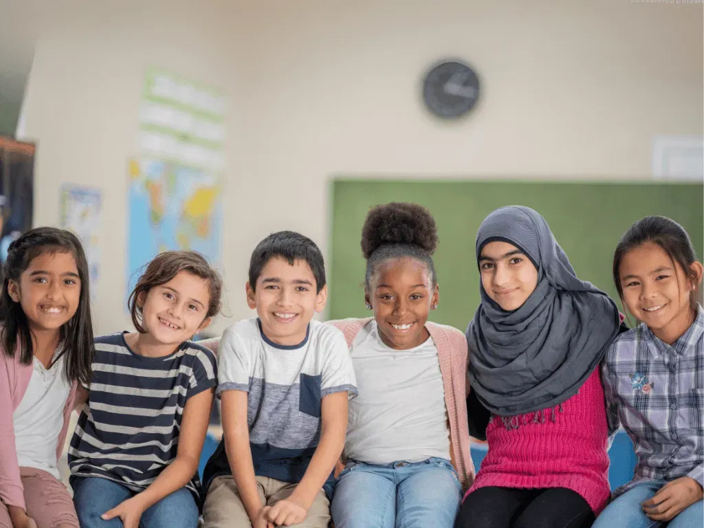 a classroom with students from diverse cultural backgrounds