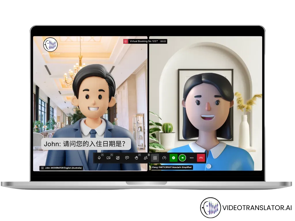 Virtual Booking with Multilingual Video Call by VideoTranslatorAI