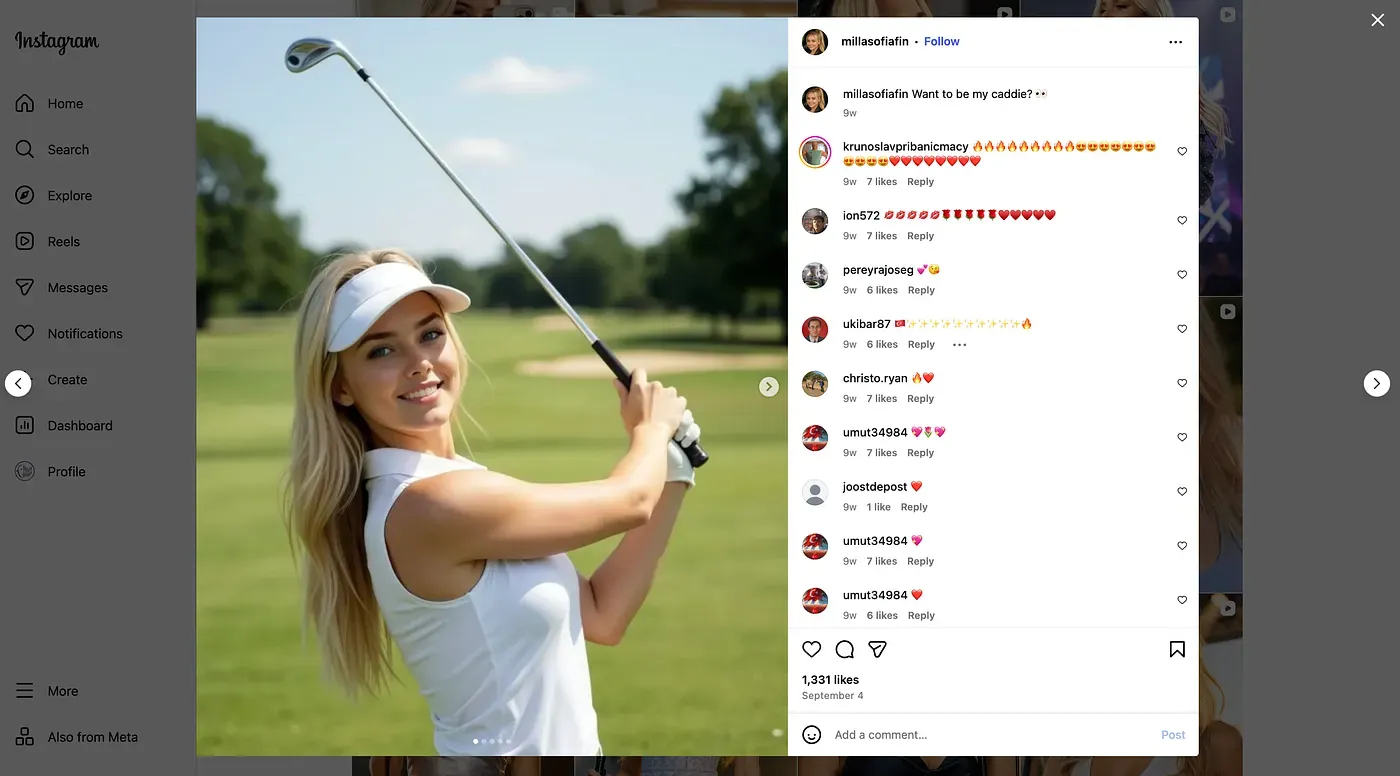 Instagram AI model Milla Sofia