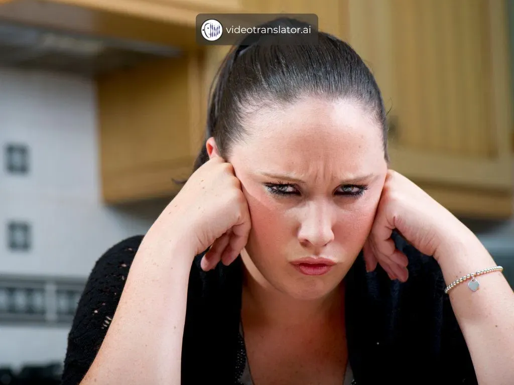 a woman sulking. 