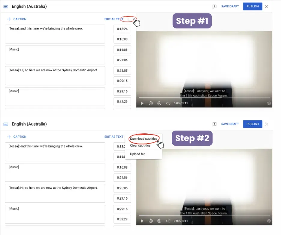 YouTube Studio - Download subtitle 2.