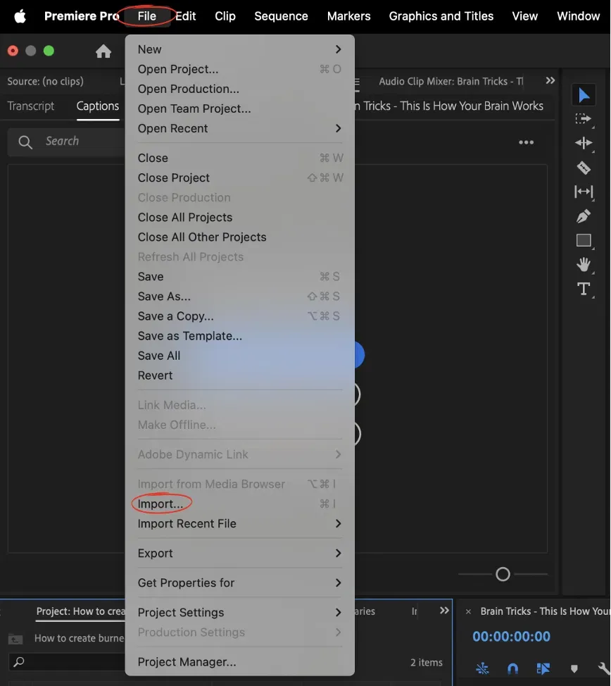 Import srt - Adobe premiere pro 2024