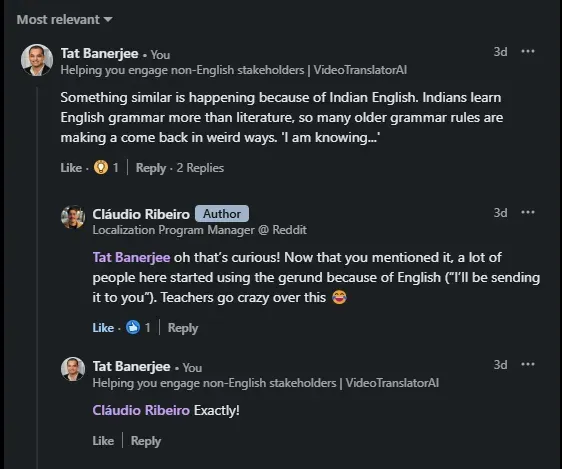 Claudio Ribeiro - LinkedIn Interaction