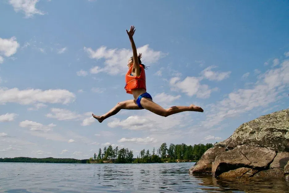jumping to the water