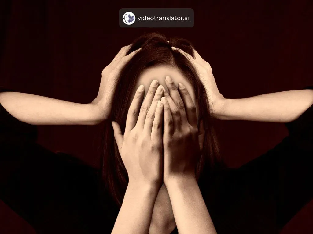 a women covering face with hands