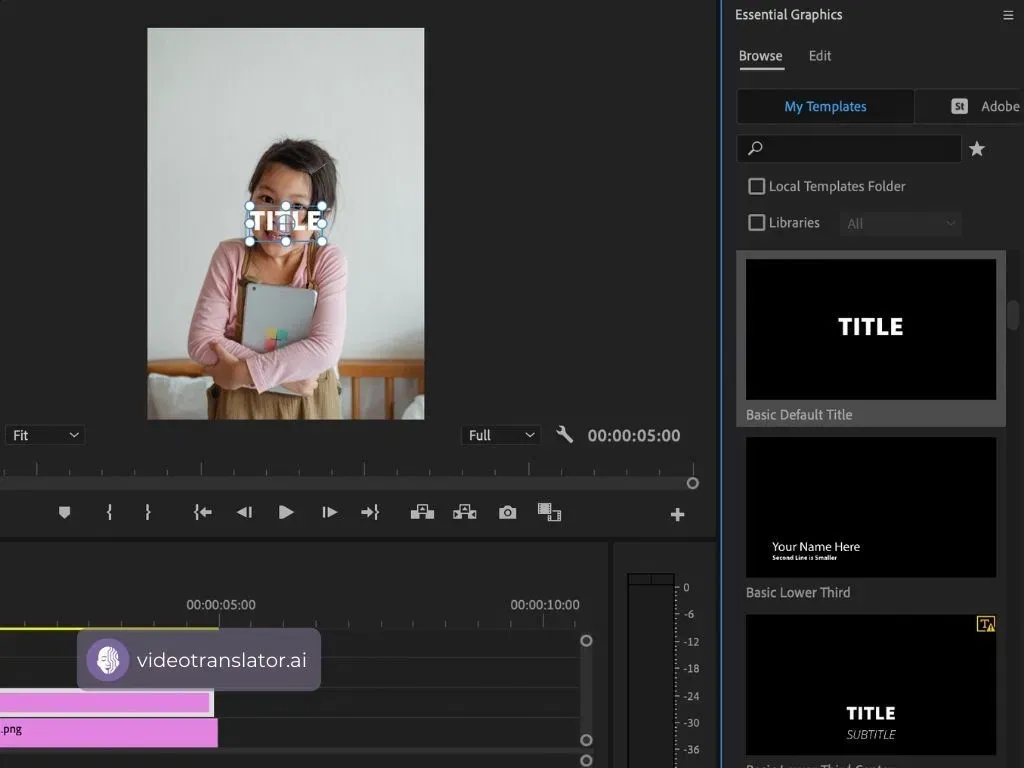 Using essential graphics to add text in premiere pro